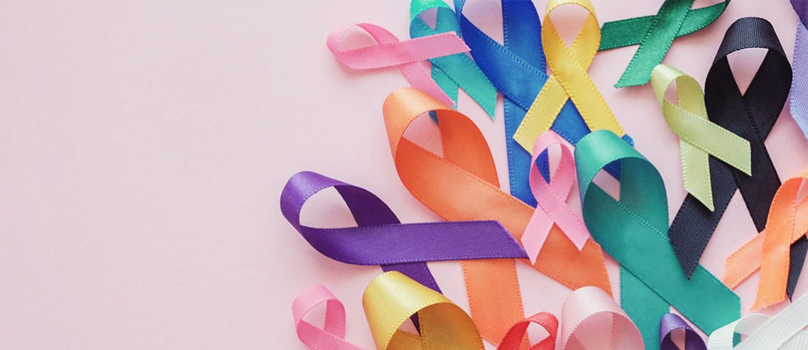 Ribbons represent different types of cancers