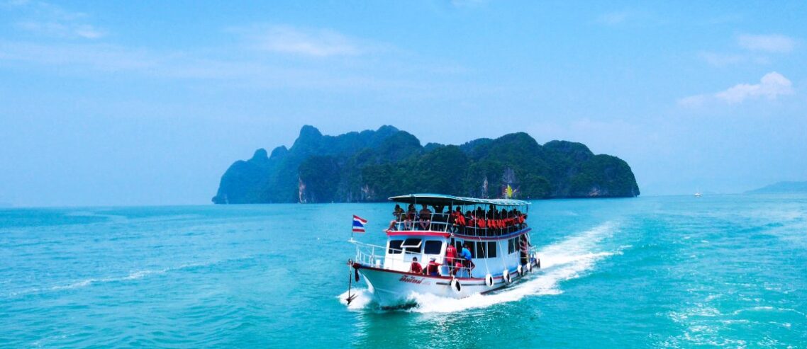 Ferry crossing the sea off the coast ofThailand