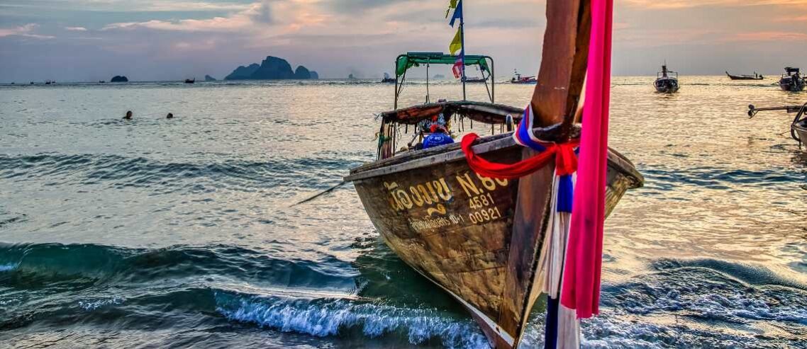Long boat on a Thai beach
