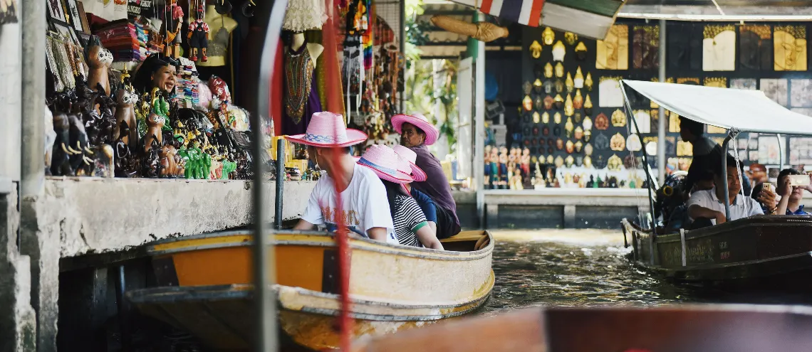 A floating market full of merchants and customers