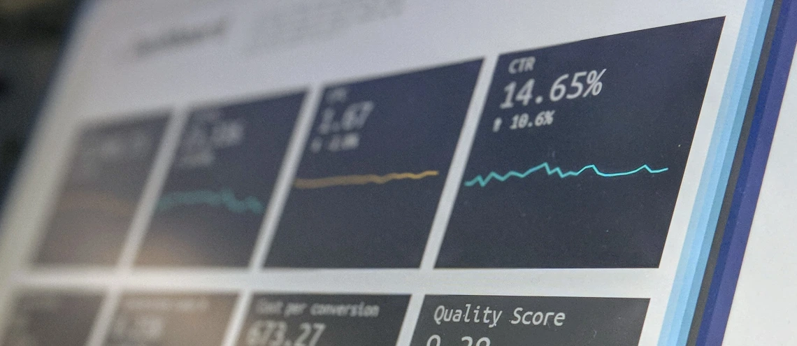 Data reporting dashboard on a laptop screen