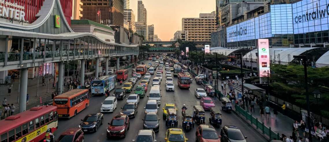 Cars in Bangkok next to CentralWorld