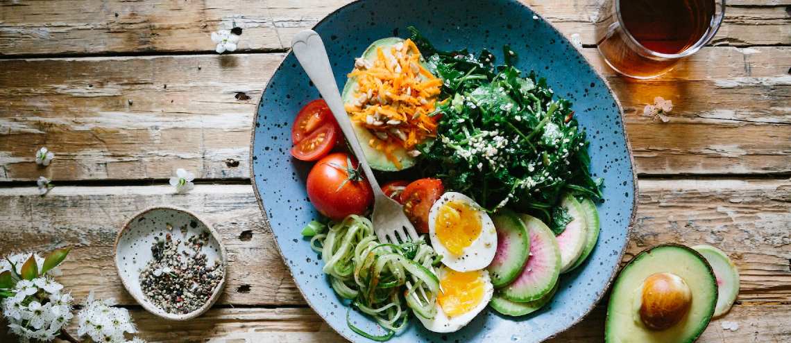 Healthy meal offered at a mental health wellness retreat.