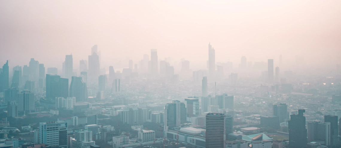 Thailand skyline covered in smog