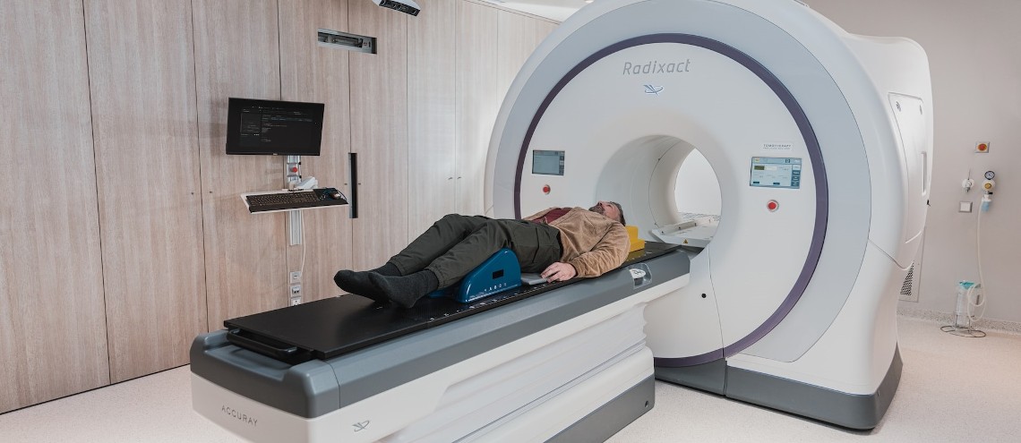 A patient undergoing a scan